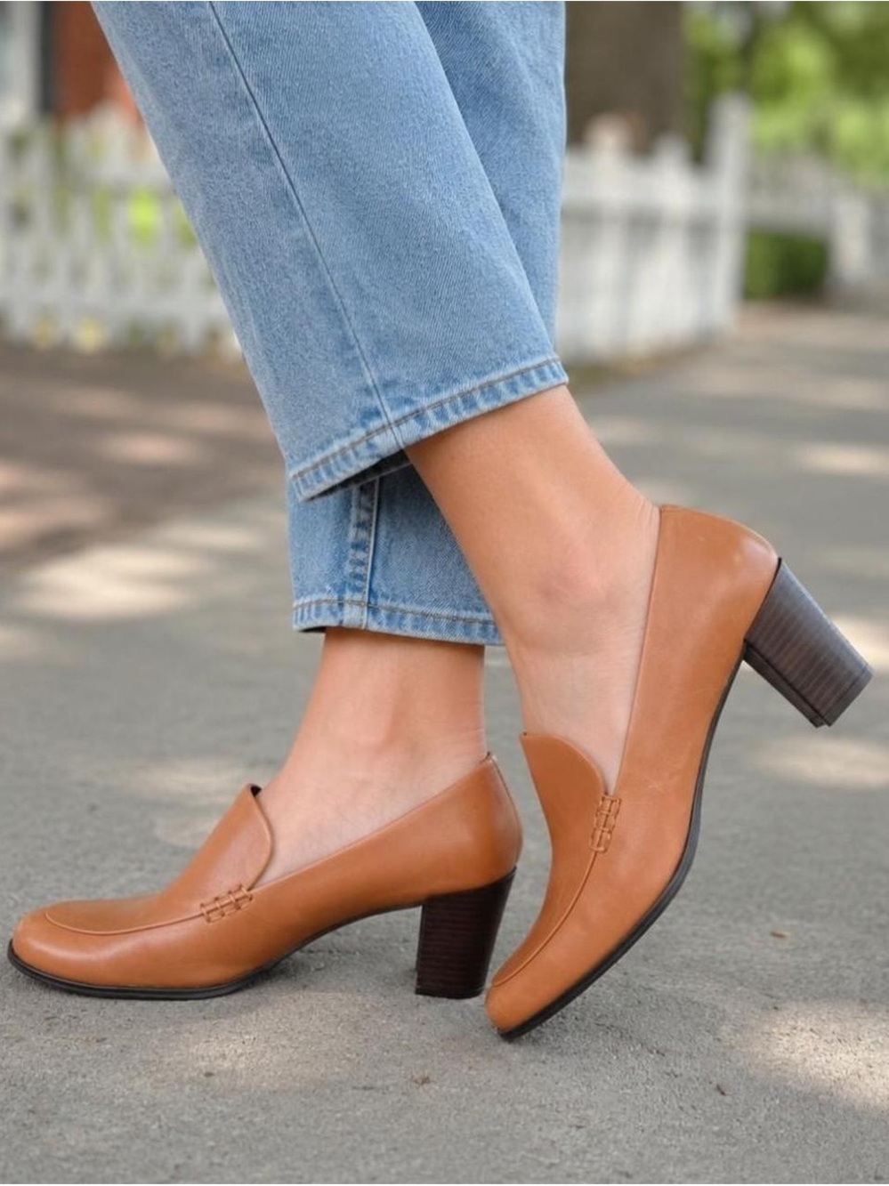 NIB! Franco Sarto Nolan Brown Leather Block Heel Loafers